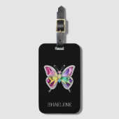 Jeweled Rainbow Crystal Butterfly Bagagelabel (Voorkant (verticaal))