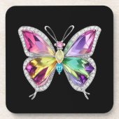 Jeweled Rainbow Crystal Butterfly Bier Onderzetter (Voorkant)