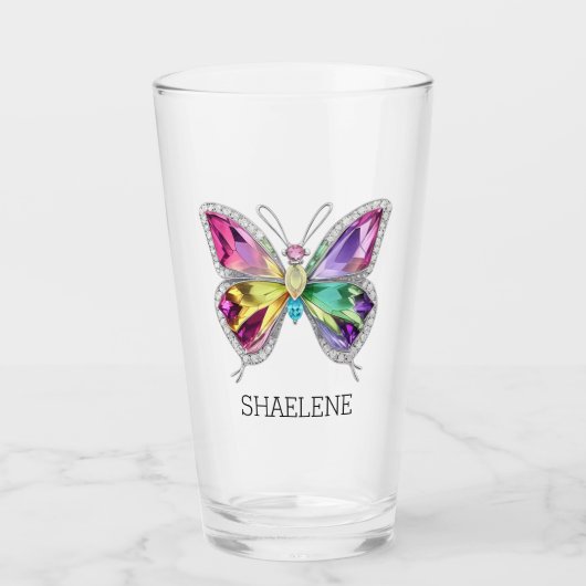 Jeweled Rainbow Crystal Butterfly Glas (Voorkant)