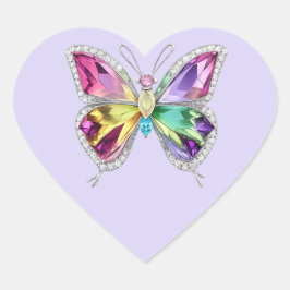 Jeweled Rainbow Crystal Butterfly Hart Sticker