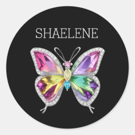 Jeweled Rainbow Crystal Butterfly Ronde Sticker