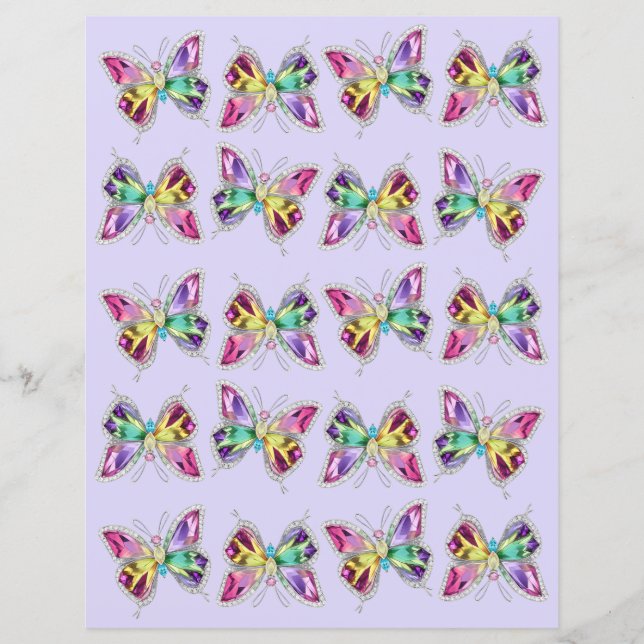 Jeweled Rainbow Crystal Butterfly Scrapbook Papier (Voorkant)