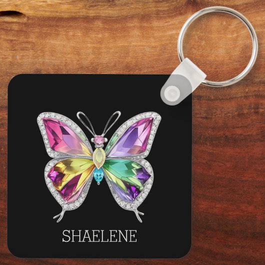 Jeweled Rainbow Crystal Butterfly Sleutelhanger (Achterkant)