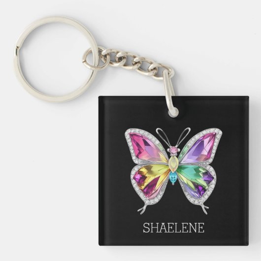 Jeweled Rainbow Crystal Butterfly Sleutelhanger (Voorkant)