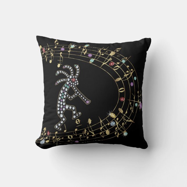 Jeweled Rhinestone Kokopelli Sierkussen (Voorkant)