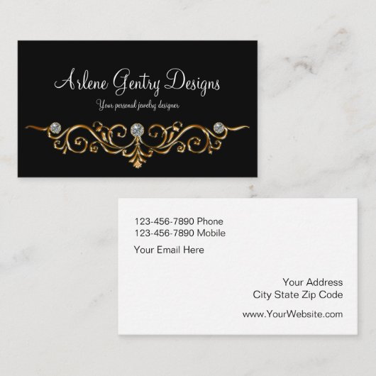 Jeweler Elegant Faux Bling Visitekaartjes (Voorkant / Achterkant)