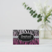 Jeweler Zebra Print Diamond Roze Visitekaartje (Staand voorkant)
