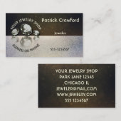 Jewelier koopt drie diamanten op goudstof visitekaartje (Voorkant / Achterkant)