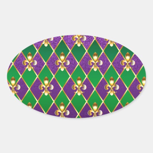 Jewelry Background Mardi Gras Ovale Sticker (Voorkant)
