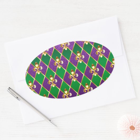 Jewelry Background Mardi Gras Ovale Sticker (Envelop)