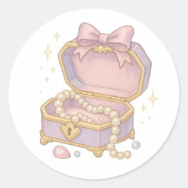 Jewelry box with pearls ronde sticker