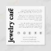Jewelry Care Card, Order Insert, Small Business Informatiekaartje (Voorkant)
