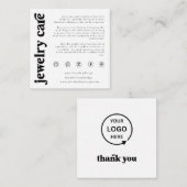 Jewelry Care Card, Order Insert, Small Business Informatiekaartje (Voorkant / Achterkant)