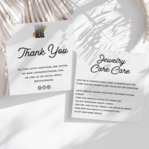 Jewelry Care Card Thank You with logo Vierkante Visitekaartjes