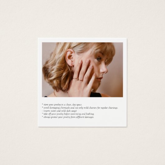 Jewelry Care-fotokaart Vierkante Visitekaartjes (Voorkant)