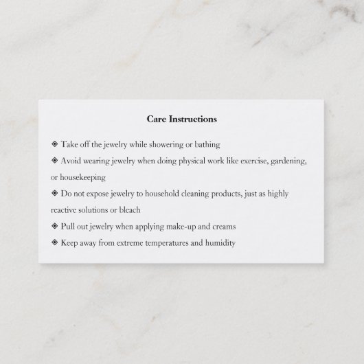 Jewelry Care Gold Gliter-script Hartelijk dank Visitekaartje (Achterkant)