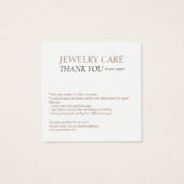 Jewelry Care Logo-fotokaart Vierkante Visitekaartjes (Achterkant)