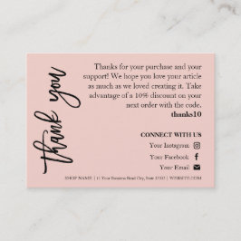 Jewelry Care Roze Chic Script Hartelijk dank Visitekaartje