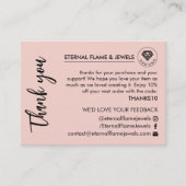 Jewelry Care White Chic Script Pink Thank You Card Visitekaartje (Voorkant)
