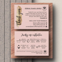 Jewelry Care White Chic Script Pink Thank You Card