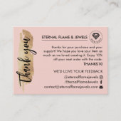 Jewelry Care White Chic Script Pink Thank You Card Visitekaartje (Voorkant)