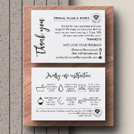 Jewelry Care White Chic Script Thank You Card Visitekaartje
