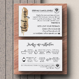 Jewelry Care White Chic Script Thank You Card Visitekaartje