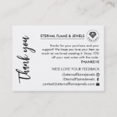 Jewelry Care White Chic Script Thank You Card Visitekaartje (Voorkant)