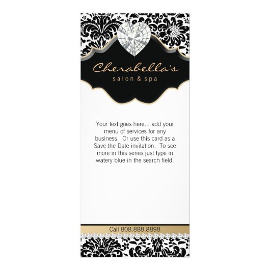 Jewelry Damask Beige Floral Salon Spa Mode Reclamekaart (Voorkant)