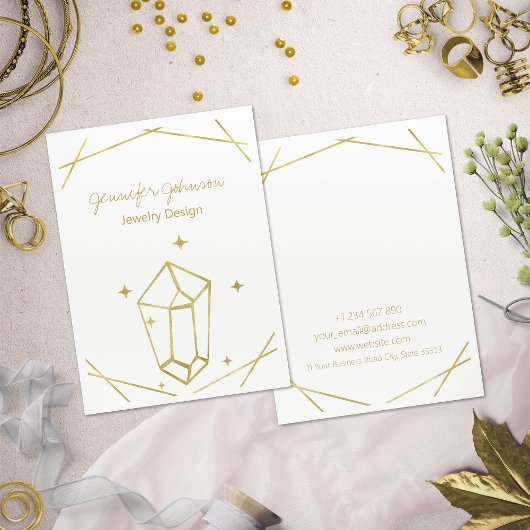 Jewelry Design Gold Foil Geometric Visitekaartje