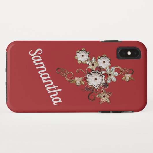 Jewelry Design op Rich Red Background Case-Mate iPhone Case (Achterkant (horizontaal))