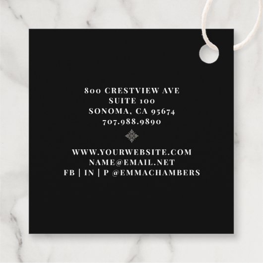 Jewelry Designer Black White Motif Pattern Bedankjes Labels (Achterkant)