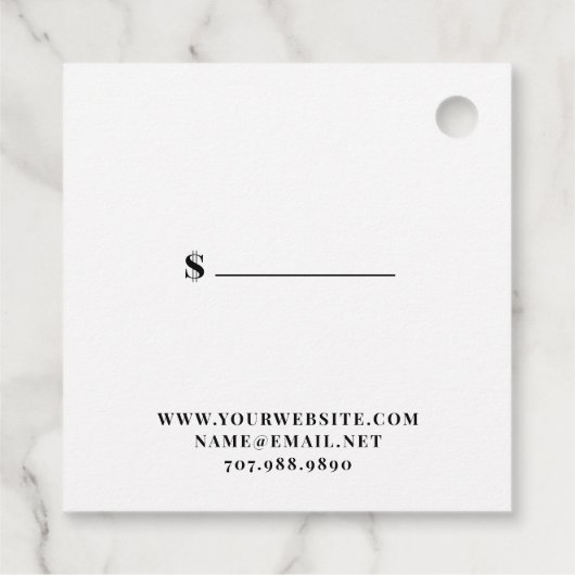 Jewelry Designer Black White Motif Pattern Price Bedankjes Labels (Achterkant)