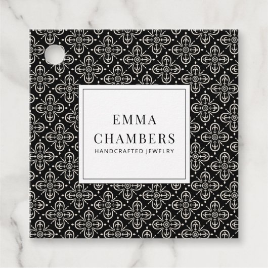 Jewelry Designer Black White Motif Pattern Price Bedankjes Labels (Voorkant)