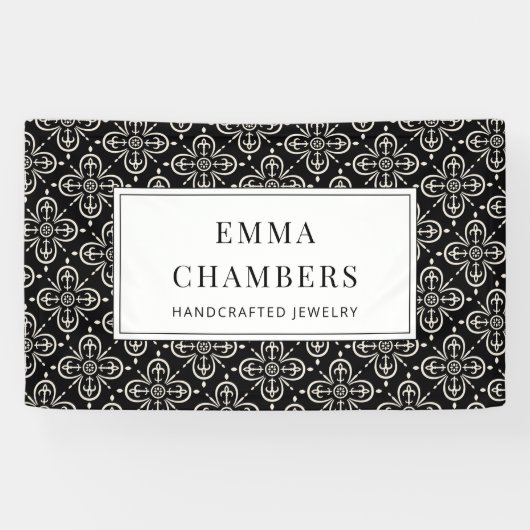Jewelry Designer Black White Motif Pattern Spandoek (Horizontaal)