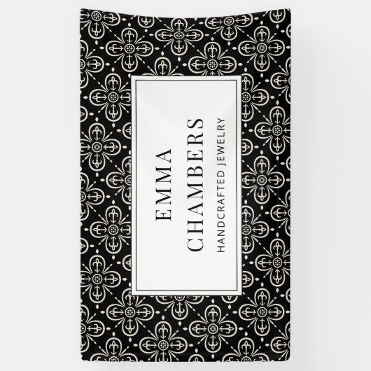 Jewelry Designer Black White Motif Pattern Spandoek (Verticaal)
