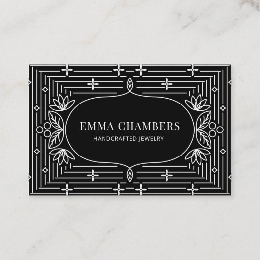 Jewelry Designer Black White Motif Pattern Visitekaartje (Voorkant)