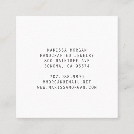 Jewelry Designer Blue Agate Geode Monogram Vierkante Visitekaartje (Achterkant)