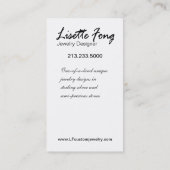 Jewelry Designer Custom Jeweler Visitekaartje (Achterkant)