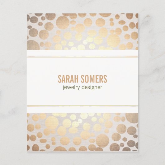 Jewelry Designer Faux Gold Leaf Circle Linen look Flyer (Voorkant)