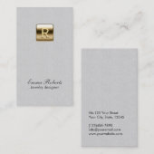 Jewelry Designer Gold Monogram Classy Leather Visitekaartje (Voorkant / Achterkant)