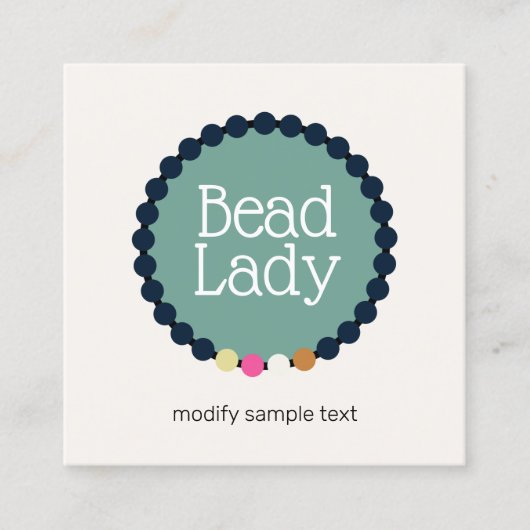 Jewelry Designer Knotted Beads Bracelet Logo Vierkante Visitekaartje (Voorkant)