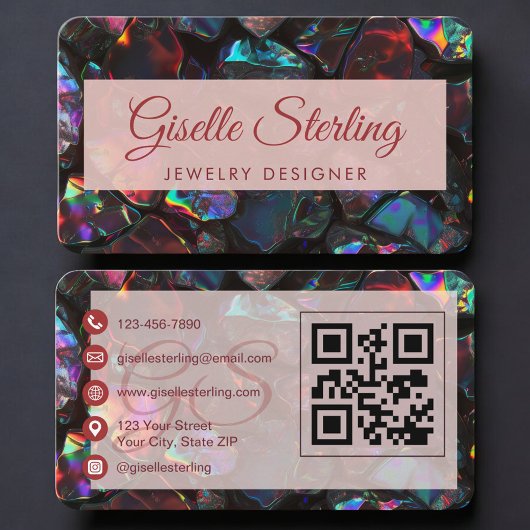Jewelry Designer Opal Gemstone QR Code Visitekaartje