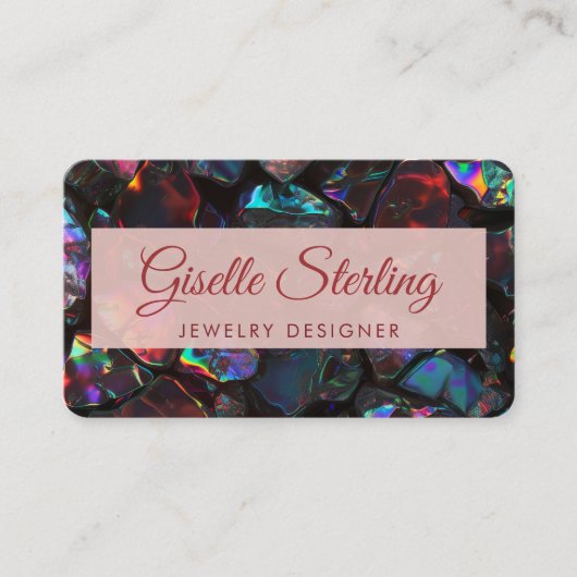 Jewelry Designer Opal Gemstone QR Code Visitekaartje (Voorkant)