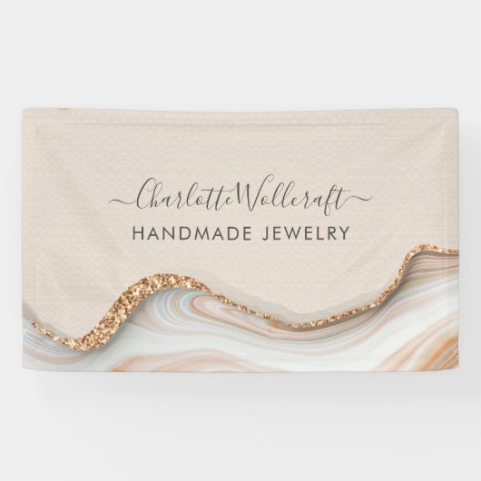 Jewelry Designer Pink Gold Glitter Marble Agate Spandoek (Horizontaal)