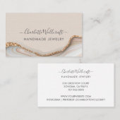 Jewelry Designer Pink Gold Glitter Marble Agate Visitekaartje (Voorkant / Achterkant)