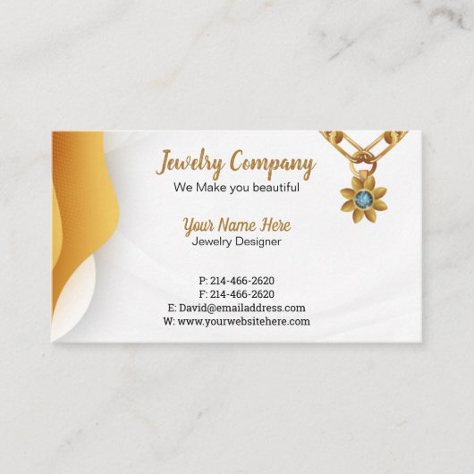 Jewelry Designer/Seller Visitekaartje (Voorkant)