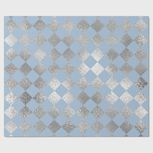 Jewelry Diamond Squares Blue Silver Vip Cadeaupapier (Vlak)