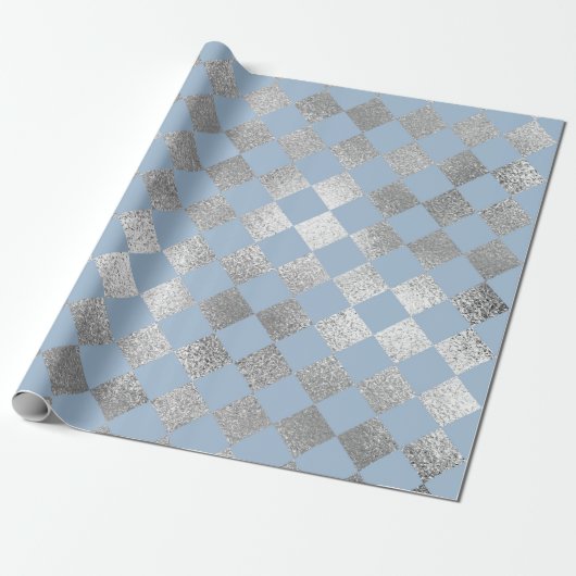 Jewelry Diamond Squares Blue Silver Vip Cadeaupapier (Uitgerold)