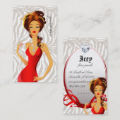 Jewelry Diamonds Red Woman Zebra Beige Visitekaartje (Voorkant / Achterkant)